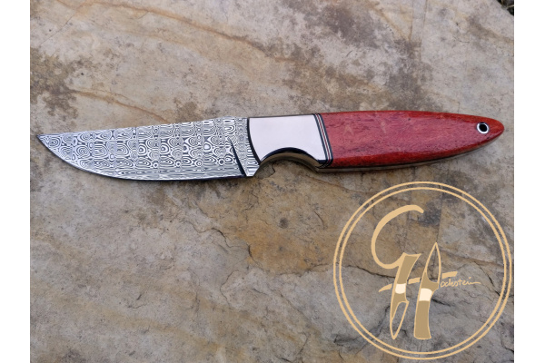 damasteel_ladder_titanium_bolster_hunting_knife_red_apple_coral_stainless_steel