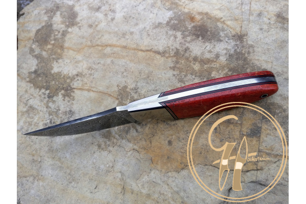damasteel_ladder_titanium_bolster_hunting_knife_red_apple_coral_stainless_steel_2
